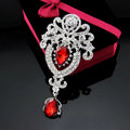 Elegant Crown Crystal Rhinestone Brooch With Teardrop Pendant, Luxury Lapel Pin Corsage Suit Accessory