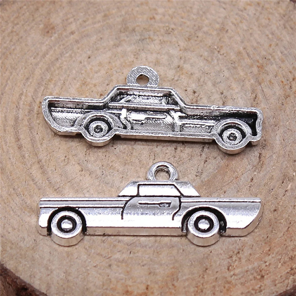 27mm 1.4g Antique Silver Zinc Alloy Sedan Car Charm Pendant for DIY Necklace Bracelet Jewelry