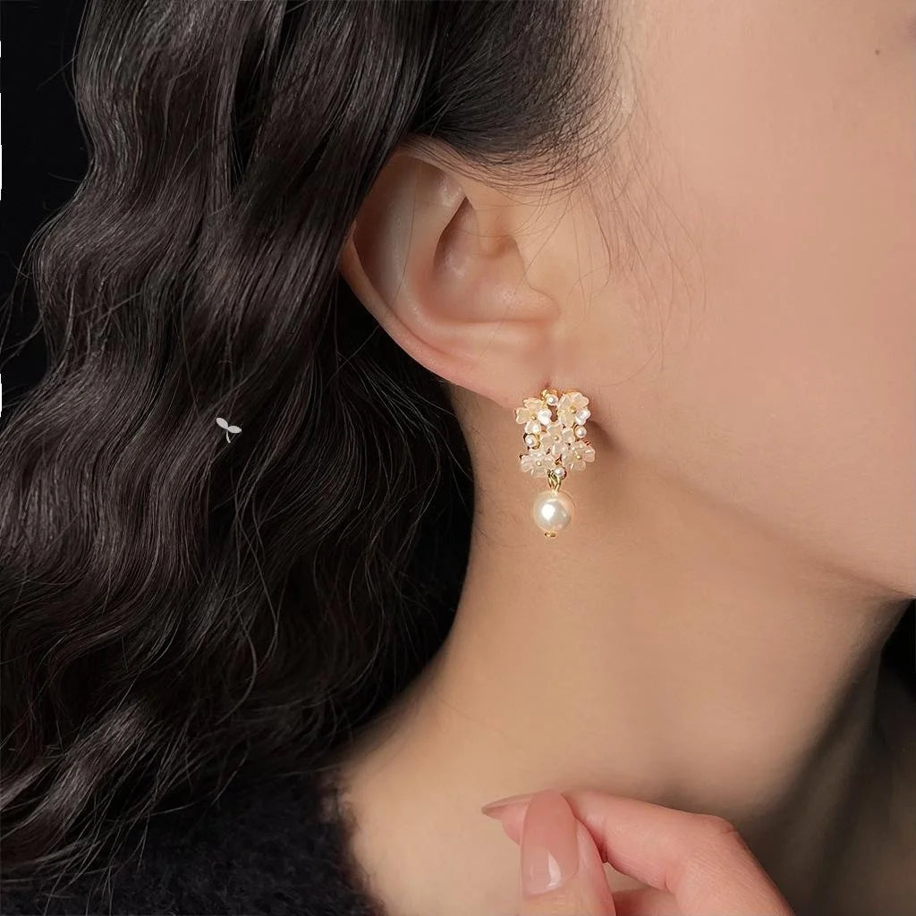Elegant Forest Style Glass Flower Geometric Drop Earrings For Women