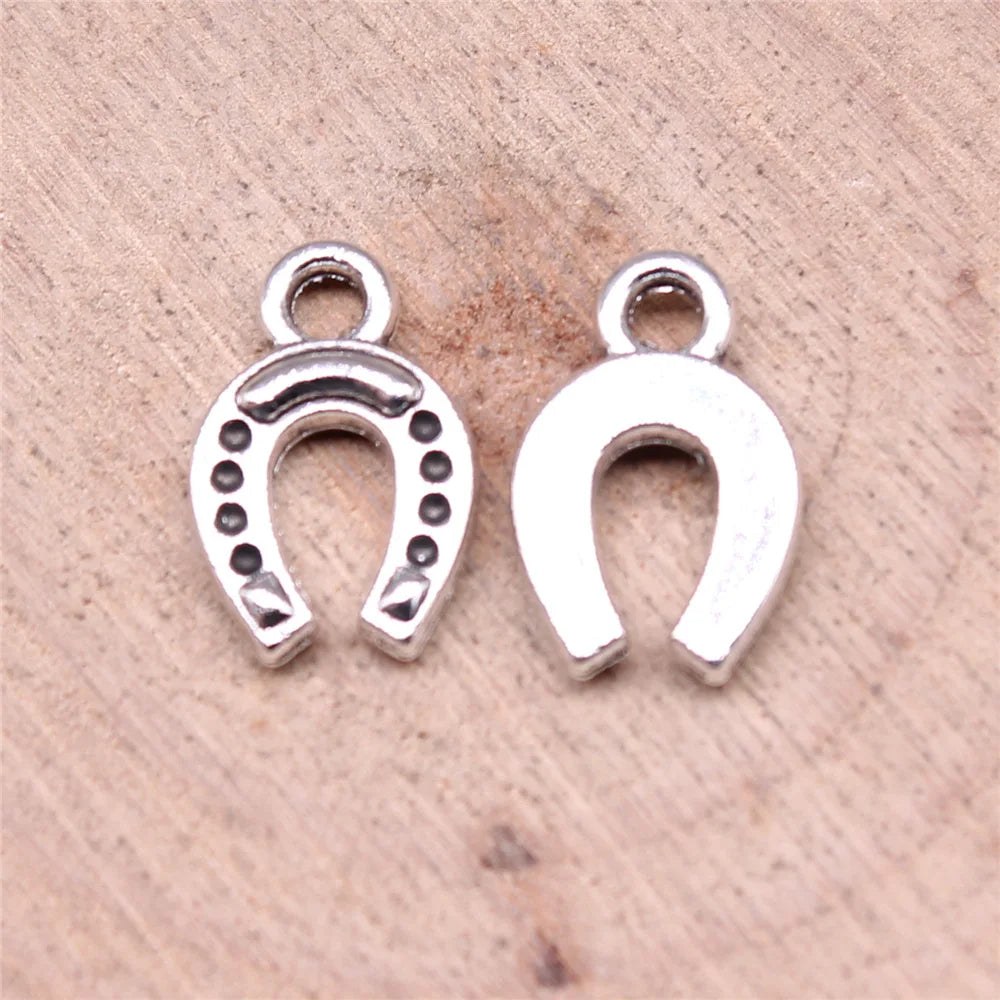 14x9mm 0.7g Antique Silver Zinc Alloy Lucky Horseshoe Charm Pendant for DIY Necklace Bracelet Crafts