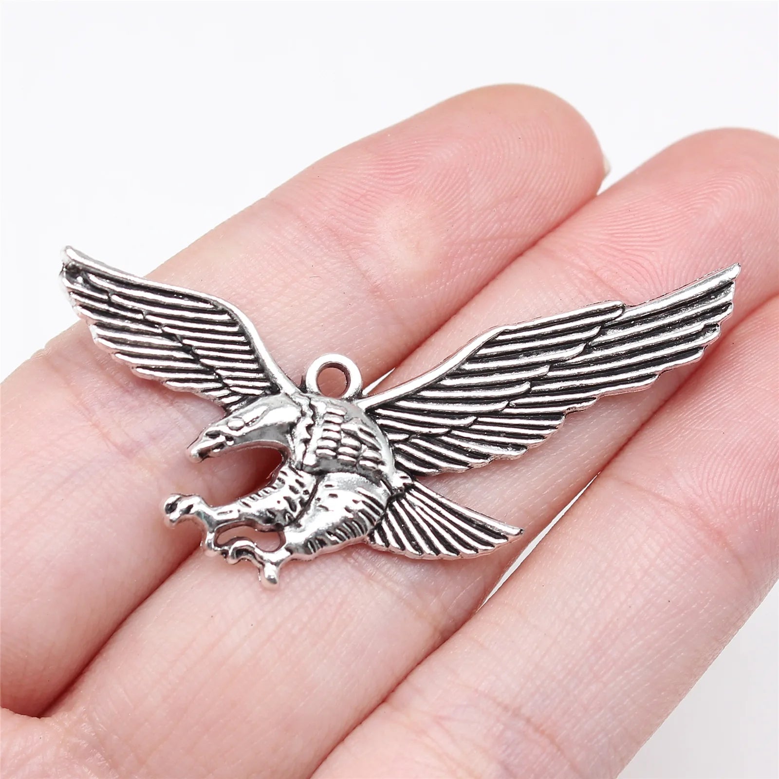 26x46mm 3.6g Antique Silver Zinc Alloy Eagle Charm Pendant for DIY Necklace Bracelet Making