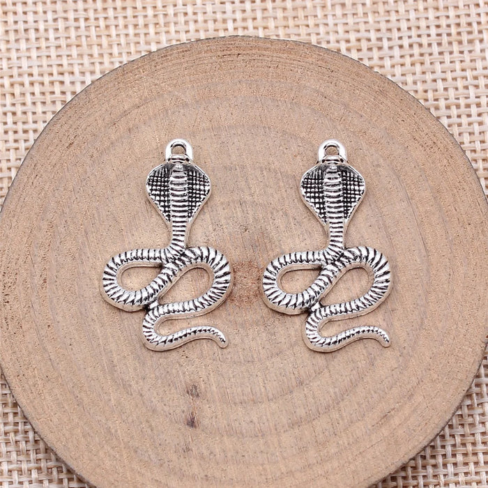 27x18mm 1.8g Antique Silver Zinc Alloy Cobra Charm Pendant for DIY Necklace Bracelet Jewelry Making