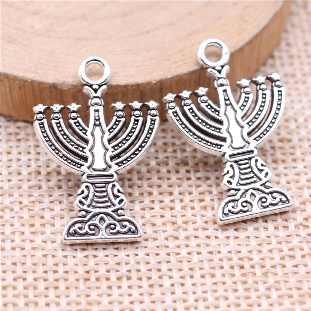 25x17mm 2.13g Antique Silver Zinc Alloy Candelabra Charm Pendant for Necklace Bracelet Making
