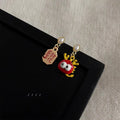Asymmetric Baby Dragon Stud Earrings Copper Enamel Chinese Zodiac Jewelry