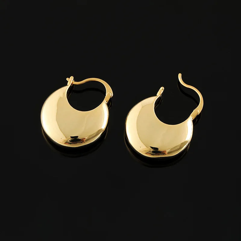 Elegant Gold Alloy Flat Round Spiral Disc Stud & Clip On No Piercing Statement Fashion Earrings