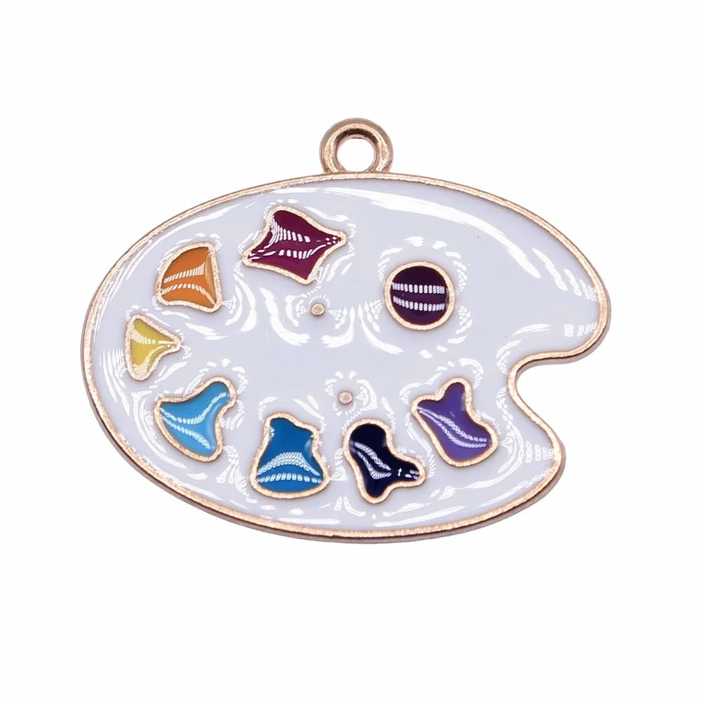28x23mm 2.5g KC Gold Zinc Alloy Paint Palette Charm Pendant for DIY Artist Theme Jewelry Making