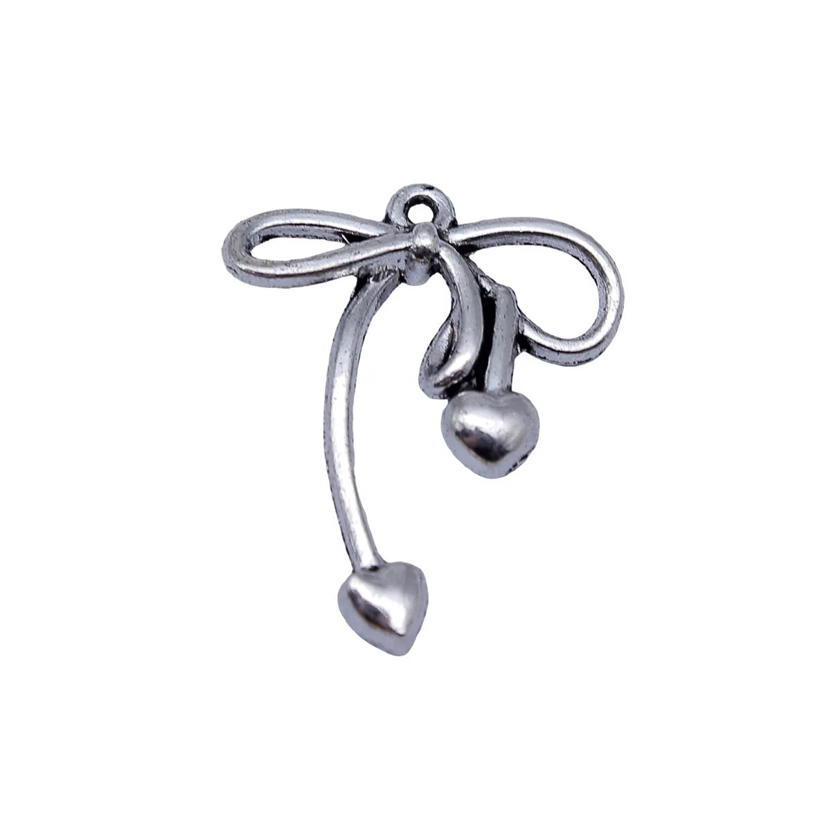 24x20mm 1.4g Antique Silver Zinc Alloy Heart Bow Butterfly Charm Pendant for Bracelet Necklace DIY Jewelry Making