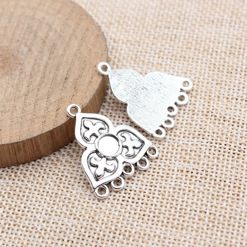 28x23mm 2.3g Antique Silver Zinc Alloy Earring Connector Charm for DIY Dangle Earring Making