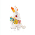 Cute Enamel Rabbit Brooch With Rhinestone Eyes, Alloy Flower Corsage Lapel Pin For Suit Accessory Gift