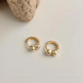 Minimalist Gold Tone Copper Stud Earrings For Women, Versatile Geometric Round Ball Jewelry