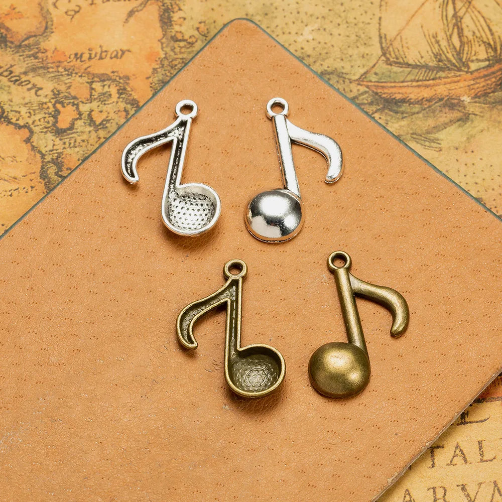 27x17MM Antique Silver Zinc Alloy Music Note Charm Pendant for DIY Necklace Bracelet Jewelry Making