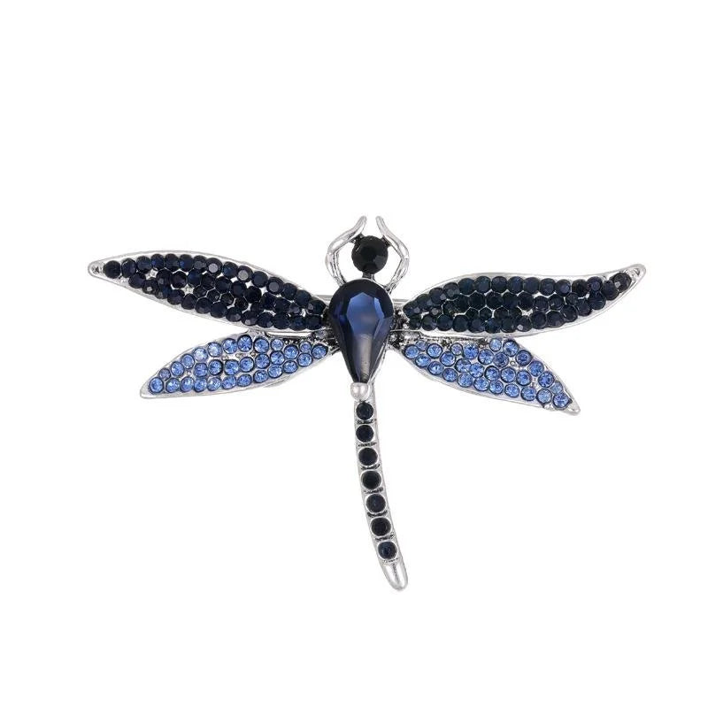 Elegant Dragonfly Rhinestone Alloy Brooch With Pearl Accent, Colorful Insect Lapel Pin Corsage Gift