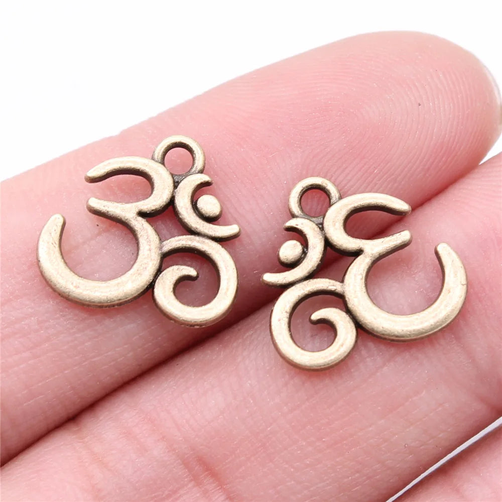 15x14mm 1g Multicolor Zinc Alloy OM Symbol Charm Pendant for DIY Bracelet Necklace Jewelry Making