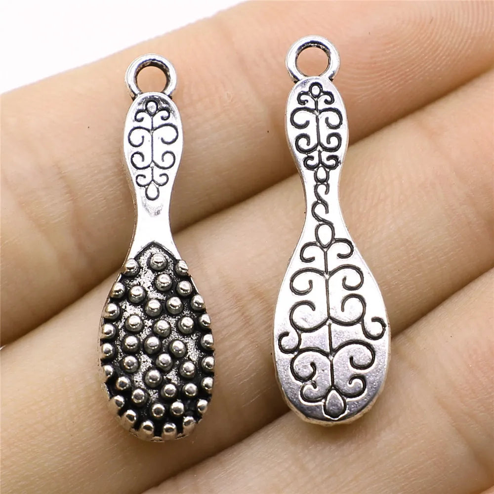 10x33mm 3.3g Antique Silver Zinc Alloy Comb Charm Pendant for DIY Bracelet Necklace Jewelry Making