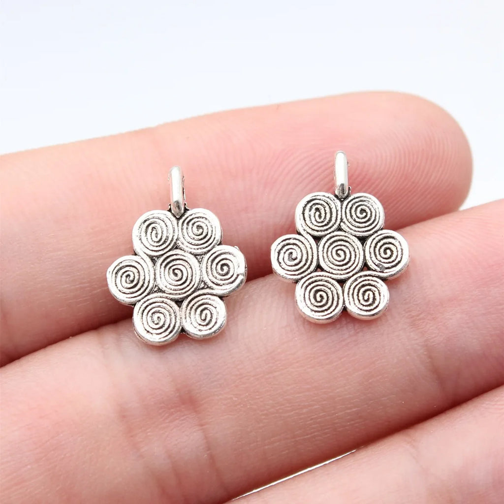 15x12mm 0.82g Antique Silver Zinc Alloy Swirl Flower Charm Pendant for DIY Necklace Bracelet Making