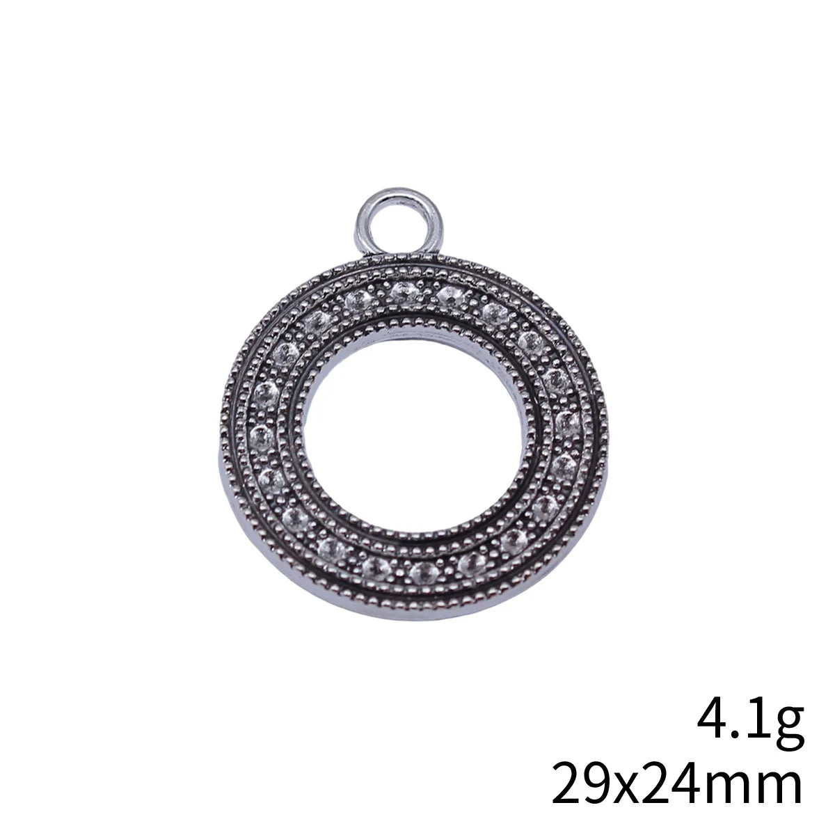 29x24mm 4.1g Antique Silver Zinc Alloy Round Ring Double Sided Charm Pendant for Rhinestone DIY Jewelry Making