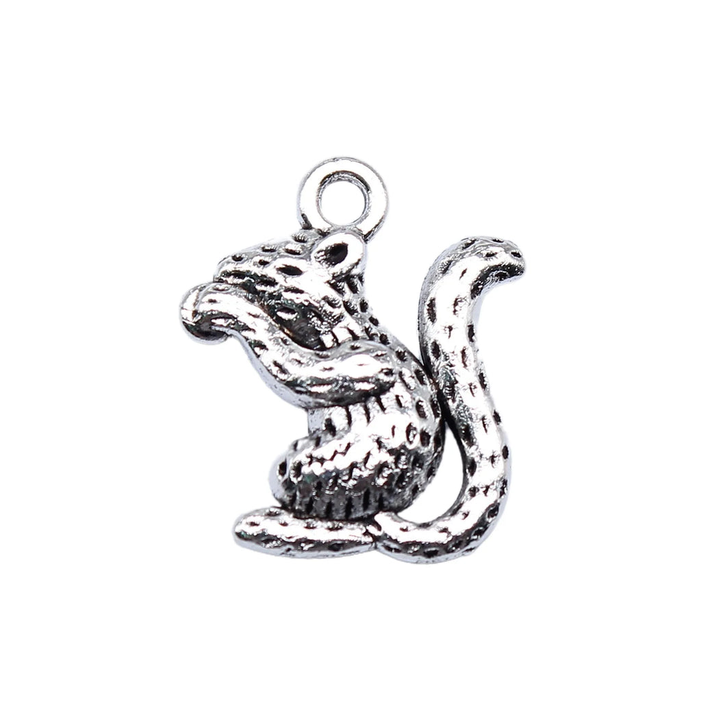 18x15mm 1.8g Antique Silver Zinc Alloy Squirrel Charm Pendant for Necklace Bracelet DIY Jewelry
