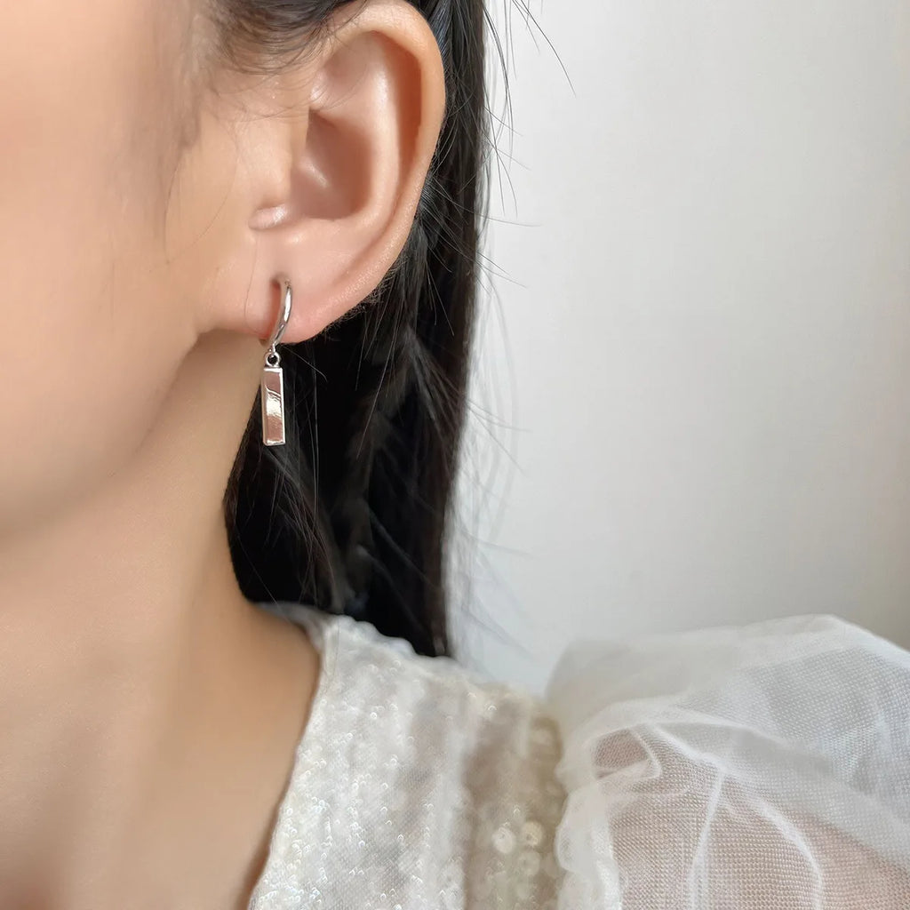 Elegant Alloy Spiral Disc Hoop Bar Dangle Stud & Clip On No Piercing Minimalist Fashion Earrings