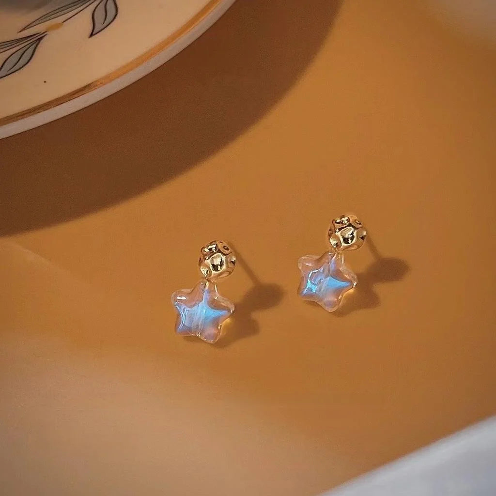Minimalist Mini 14K Plated Copper Colorful Five Point Star Stud Earrings