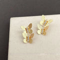 Elegant Copper Butterfly Drop Earrings With Micro Pave Zircon