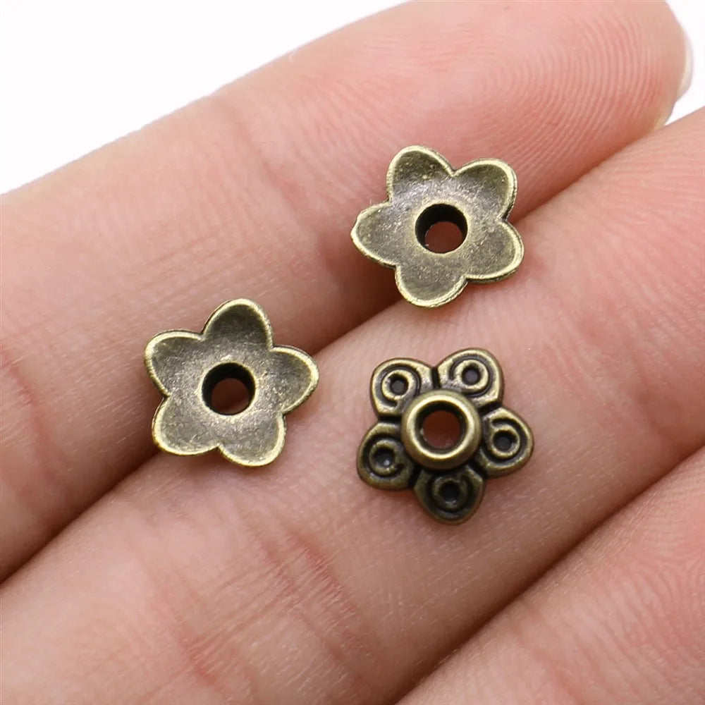 10mm 0.4g Multi-Color Zinc Alloy Flower Bead Caps for DIY Beaded Necklace Jewelry Making