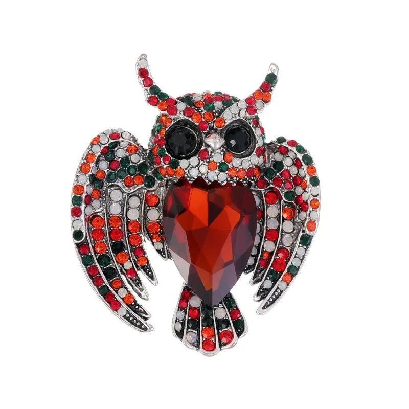 Luxury Rhinestone Crystal Owl Brooch With Spread Wings, Elegant Animal Lapel Pin Corsage Gift
