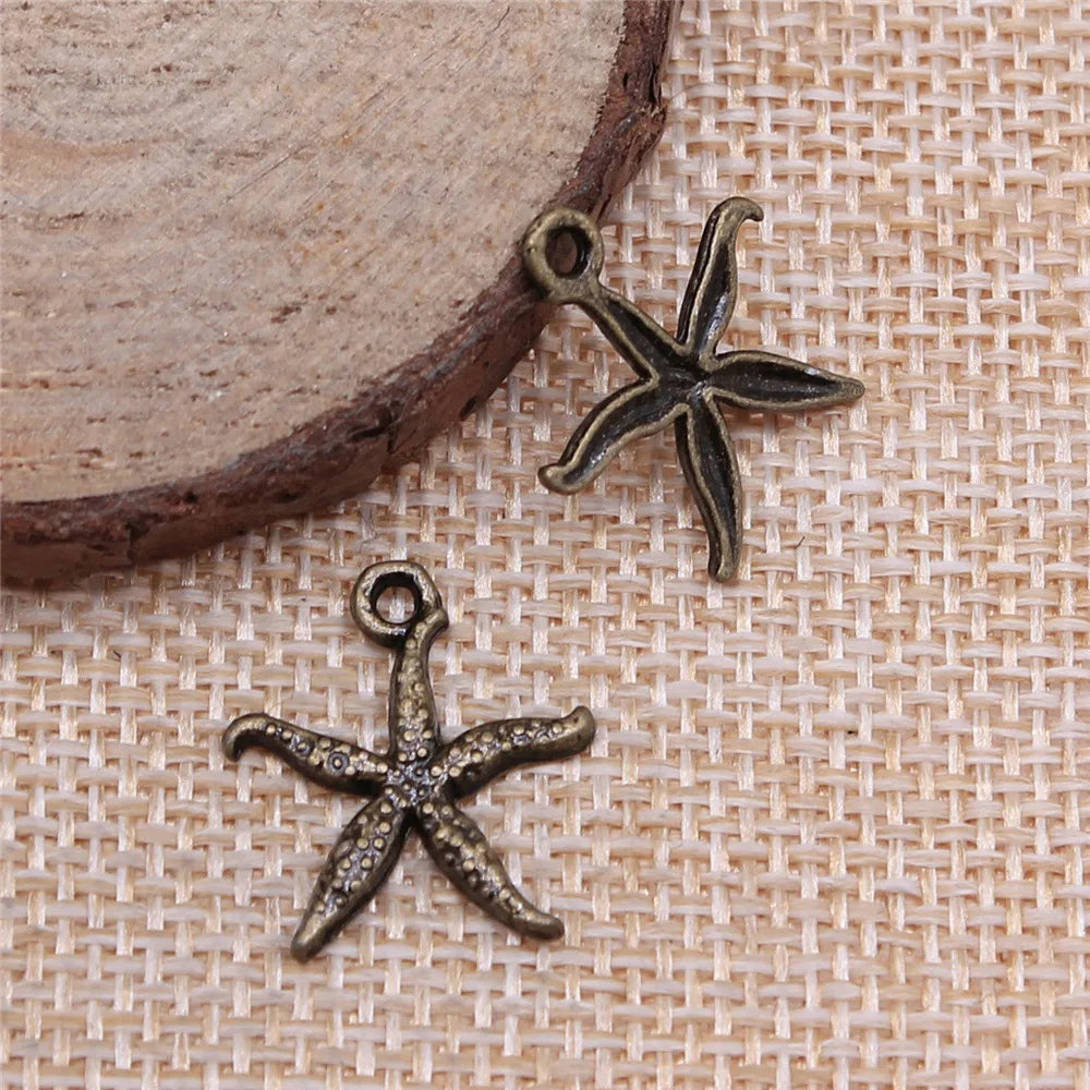 18mm 0.9g Antique Bronze Zinc Alloy Starfish Charm Pendant for DIY Necklace Bracelet Jewelry Making