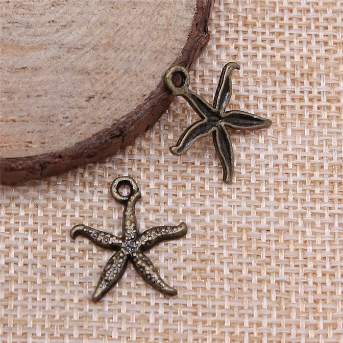 18mm 0.9g Antique Bronze Zinc Alloy Starfish Charm Pendant for DIY Necklace Bracelet Jewelry Making