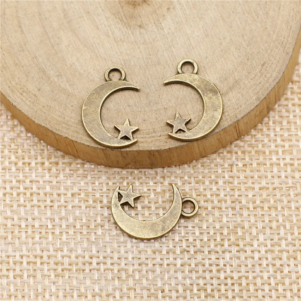 17x11mm 0.6g Multicolor Zinc Alloy Moon Star Charm Pendant for DIY Necklace Bracelet Jewelry Making