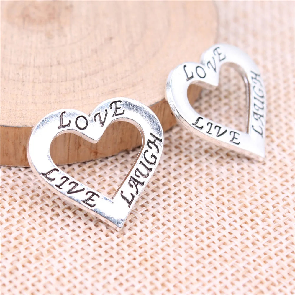 23x22mm 2.57g Antique Silver Zinc Alloy Live Love Laugh charm pendant for DIY necklace making