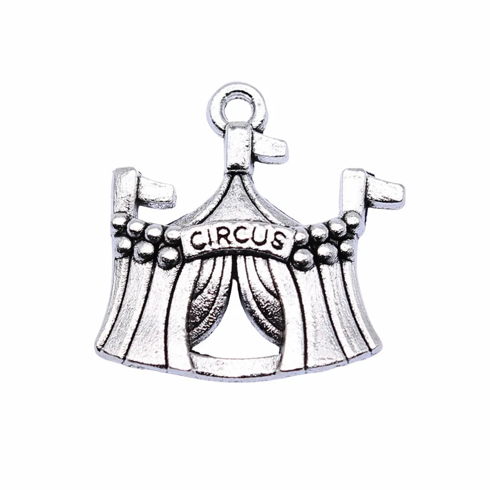 23x21mm 2.6g Antique Silver Zinc Alloy Circus Charm Pendant for DIY Necklace Bracelet Jewelry
