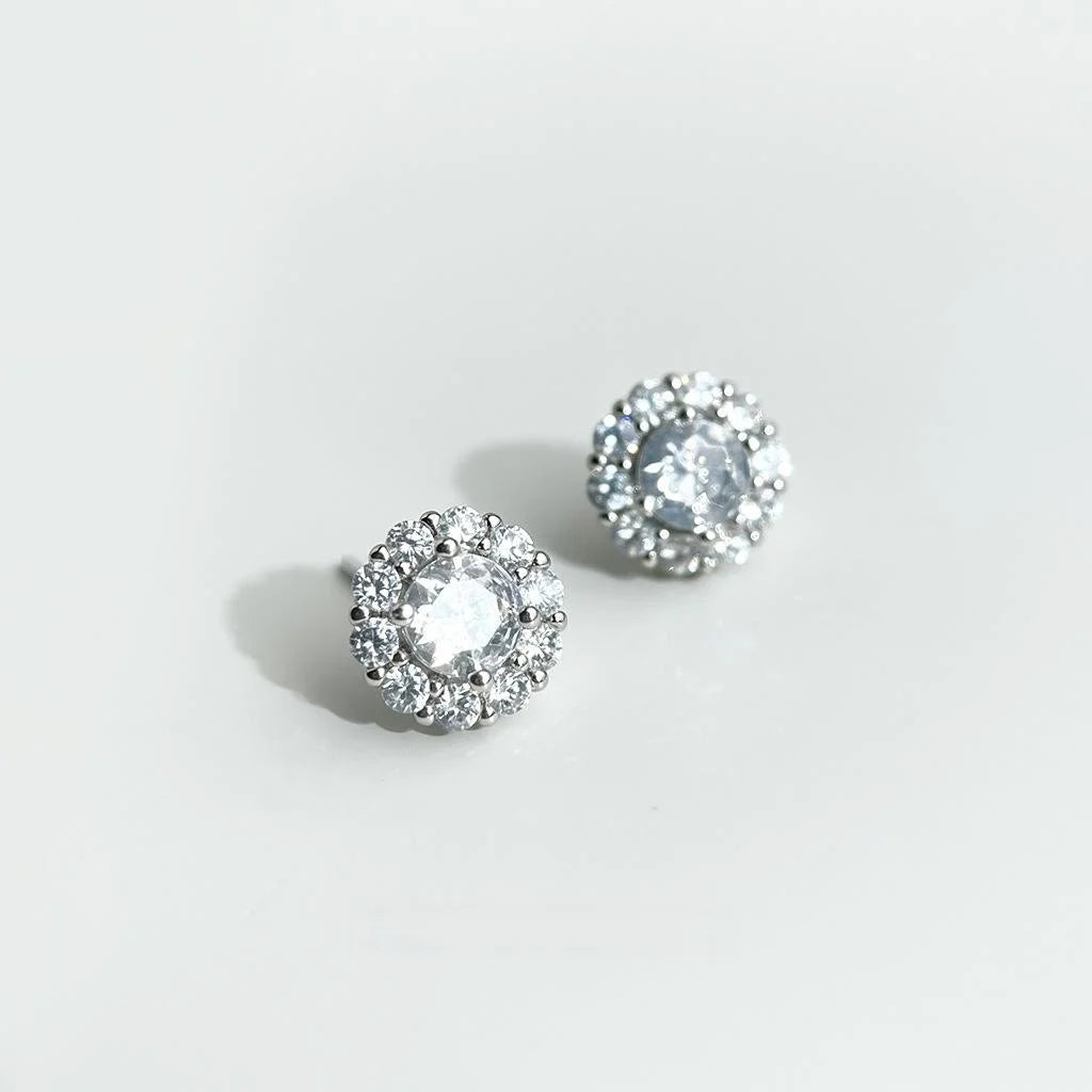 Mini Minimalist Micro Pave Zircon Round Geometric Stud Earrings For Women