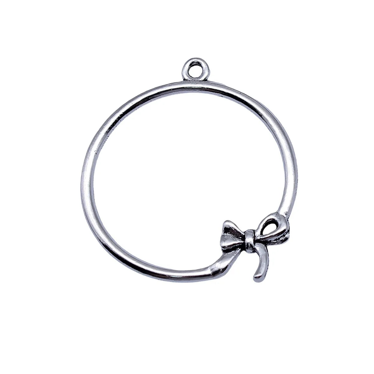 32x29mm 1.65g Antique Silver Zinc Alloy Bowknot Round Ring Butterfly Charm Pendant for DIY Necklace Jewelry