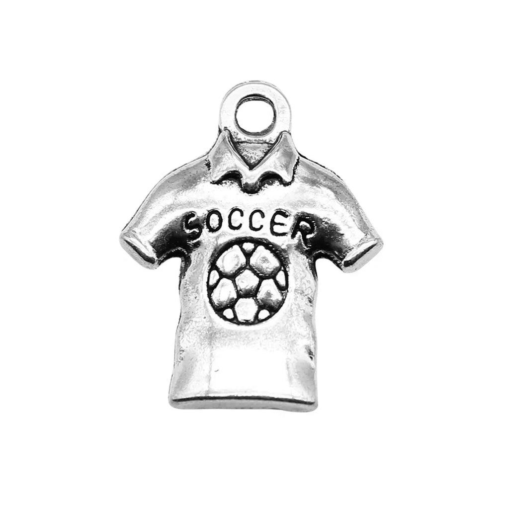 19x15mm 1.2g Antique Silver Zinc Alloy Soccer Jersey Charm Pendant for DIY Bracelet Necklace Making
