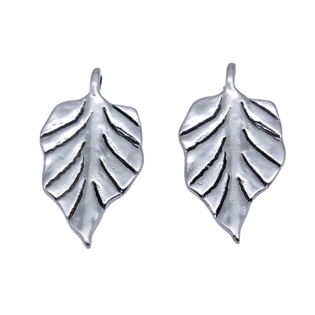 28x14mm 1.9g Antique Silver Zinc Alloy Leaf Charm Pendant for DIY Earrings Necklace Jewelry Making
