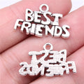 25x15mm 1.99g Antique Silver Zinc Alloy Best Friends Charm Pendant for DIY Friendship Jewelry Making