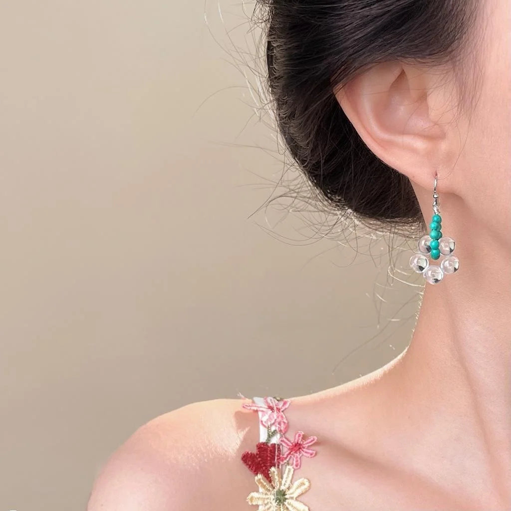 Transparent Resin Magnesite Round Geometric Ethnic Style Handmade Drop Earrings for Women