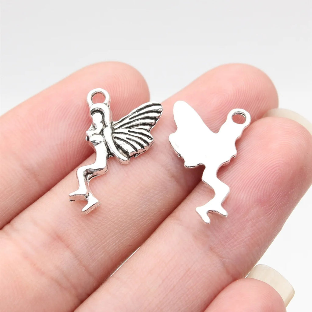 22x12mm 0.94g Antique Silver Zinc Alloy Butterfly Angel Charm Pendant for Necklace Earring DIY