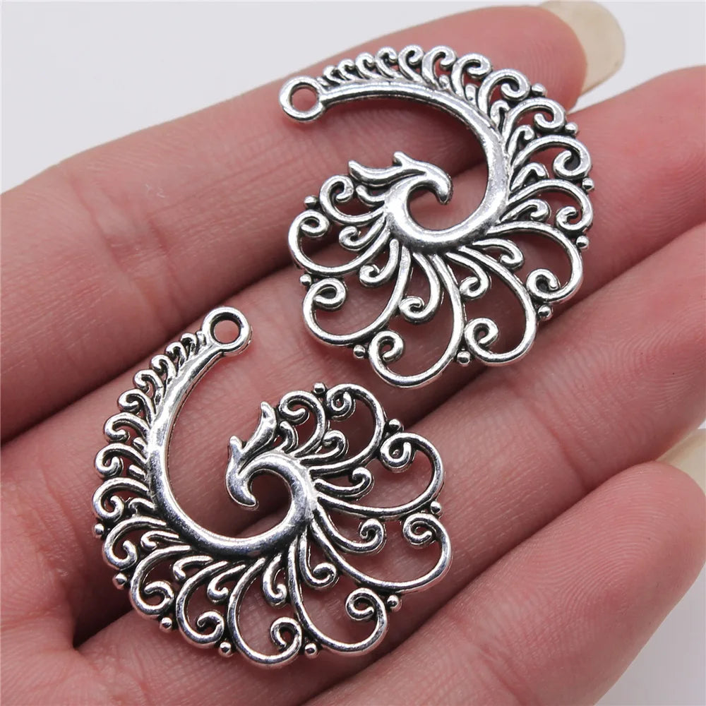 31x32mm 4.2g Multicolor Zinc Alloy Phoenix Earring Connector Charms for DIY Earring Making