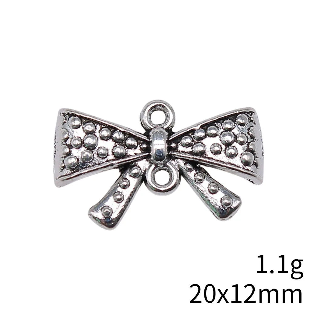 20x12mm 1.1g Antique Silver Finish Zinc Alloy Bowknot Butterfly Charm Pendant for Bracelet Necklace DIY Making