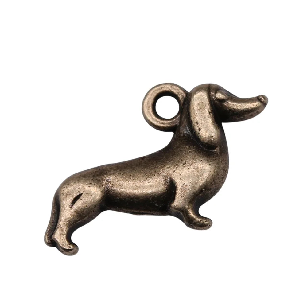 22x12mm 1.81g Antique Bronze Zinc Alloy Dachshund Dog Charm Pendant for DIY Necklace Bracelet Making
