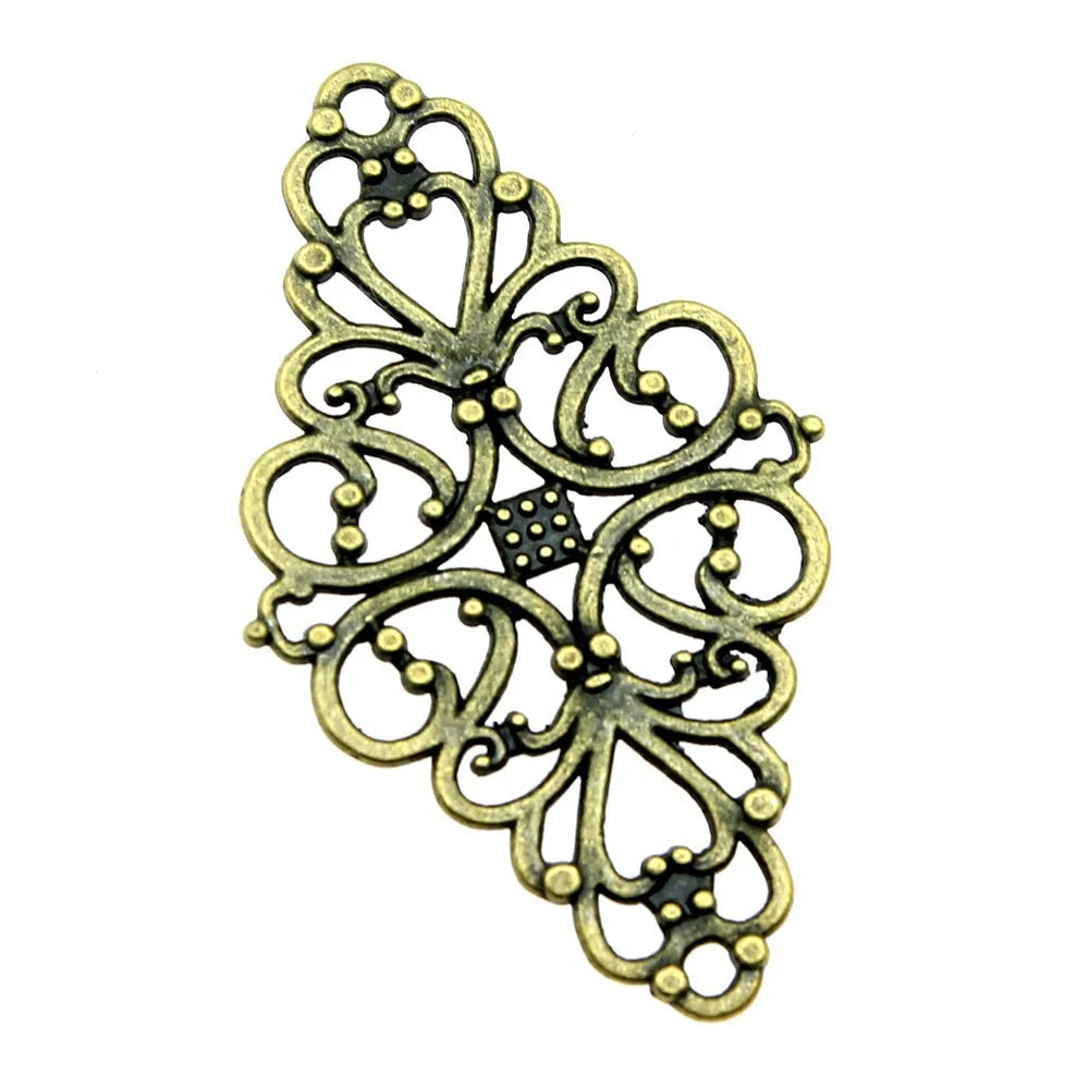 41x25mm 2.3g Multicolor Zinc Alloy Flower Filigree Connector Charm for DIY Necklace Bracelet Making