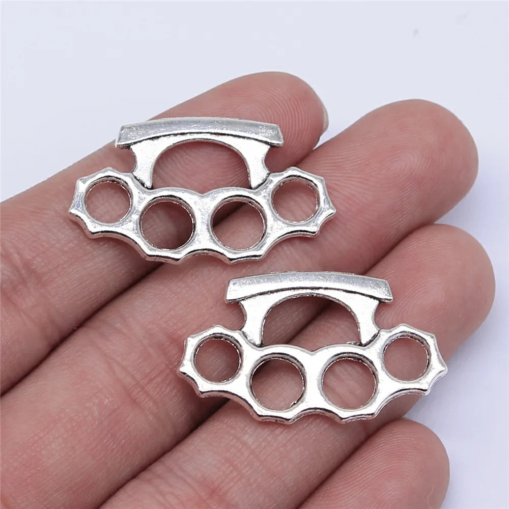 32x19mm 2.4g Antique Silver Zinc Alloy Brass Knuckles Charm Pendant for DIY Necklace Bracelet Making