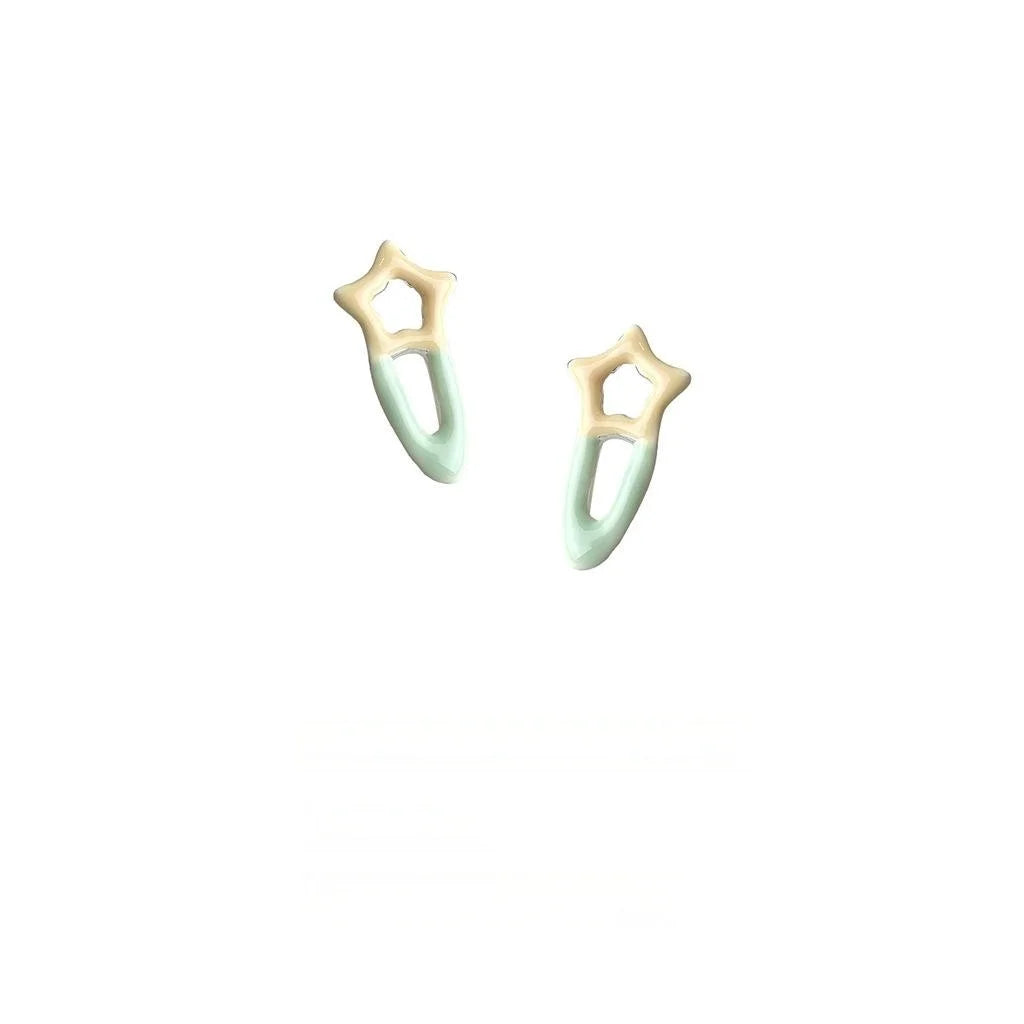 Cute Pink Enamel Painted Copper Geometric Stud Earrings For Women Daily Summer Jewelry