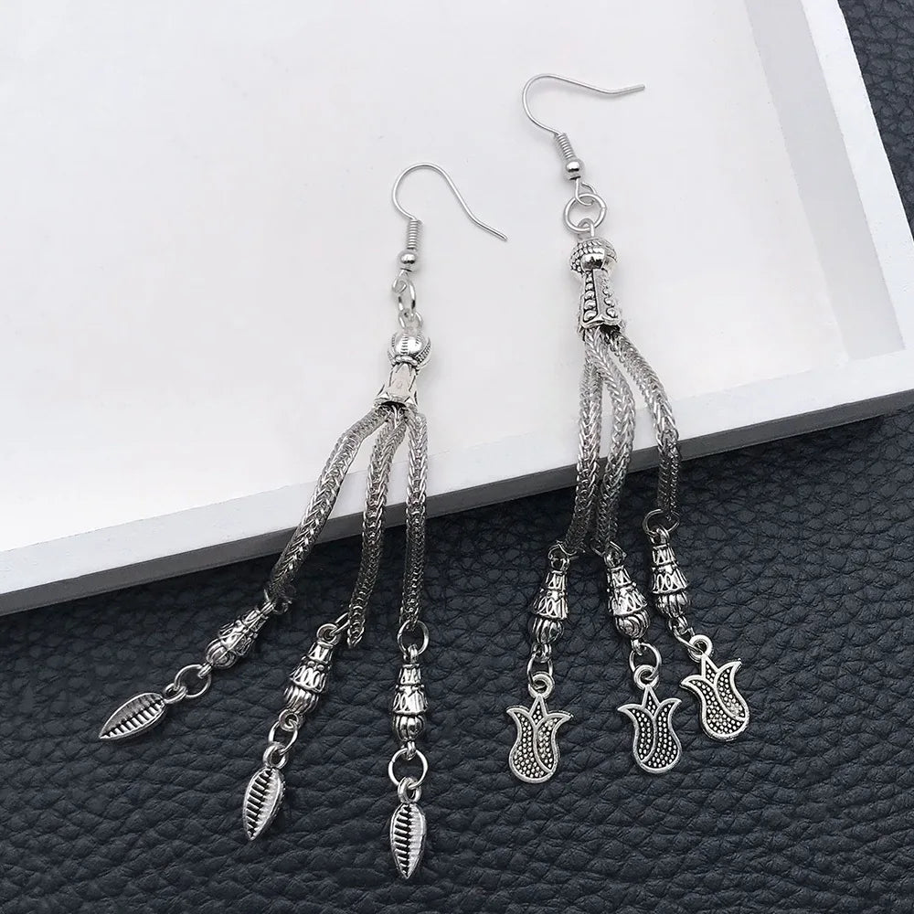 Antique Silver Zinc Alloy Tassel Connector Charm for DIY Beaded Bracelet Necklace
