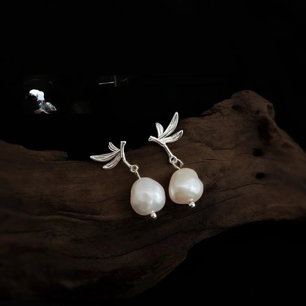 Niche Designer Natural Freshwater Pearl Irregular Baroque Geometric Drop Earrings For Women