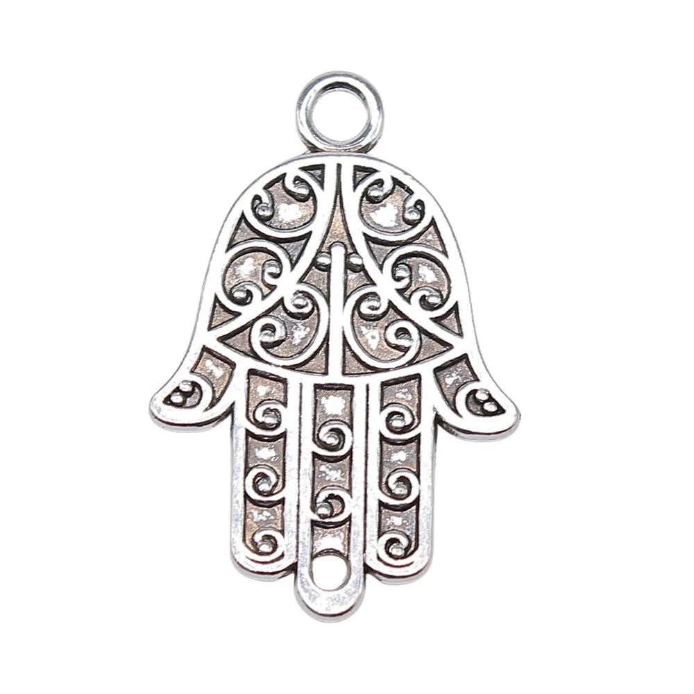 37x24mm 3.8g Antique Silver Zinc Alloy Hand Palm Connector Charm Pendant for DIY Clothing Jewelry