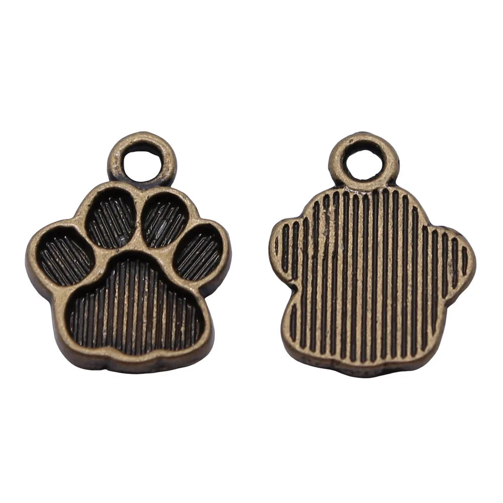 15x12mm 0.8g Multicolor Zinc Alloy Dog Paw Charm Pendant for DIY Pet Jewelry and Bracelet Making
