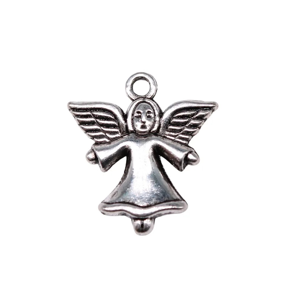22x20mm 2g Antique Silver Zinc Alloy Angel Charm Pendant for DIY Necklace Bracelet Making