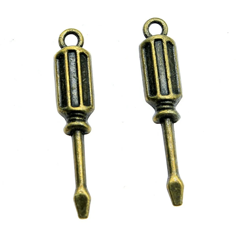 31x6mm 1.8g Multicolor Zinc Alloy Screwdriver Charm Pendant for DIY Tool Theme Jewelry Making